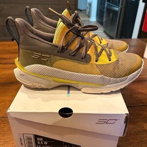 Under Armour Curry 7 SC30 Yellow and Gray Sneakers